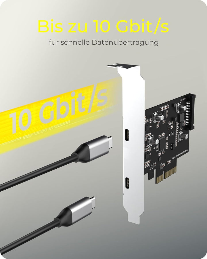 ICY BOX PCIe Kontrollerkarte, 2 x USB-C 3.1 Gen 2 (bis zu 10 Gbps) Anschlüsse, Silber IB-PCI1902-C31