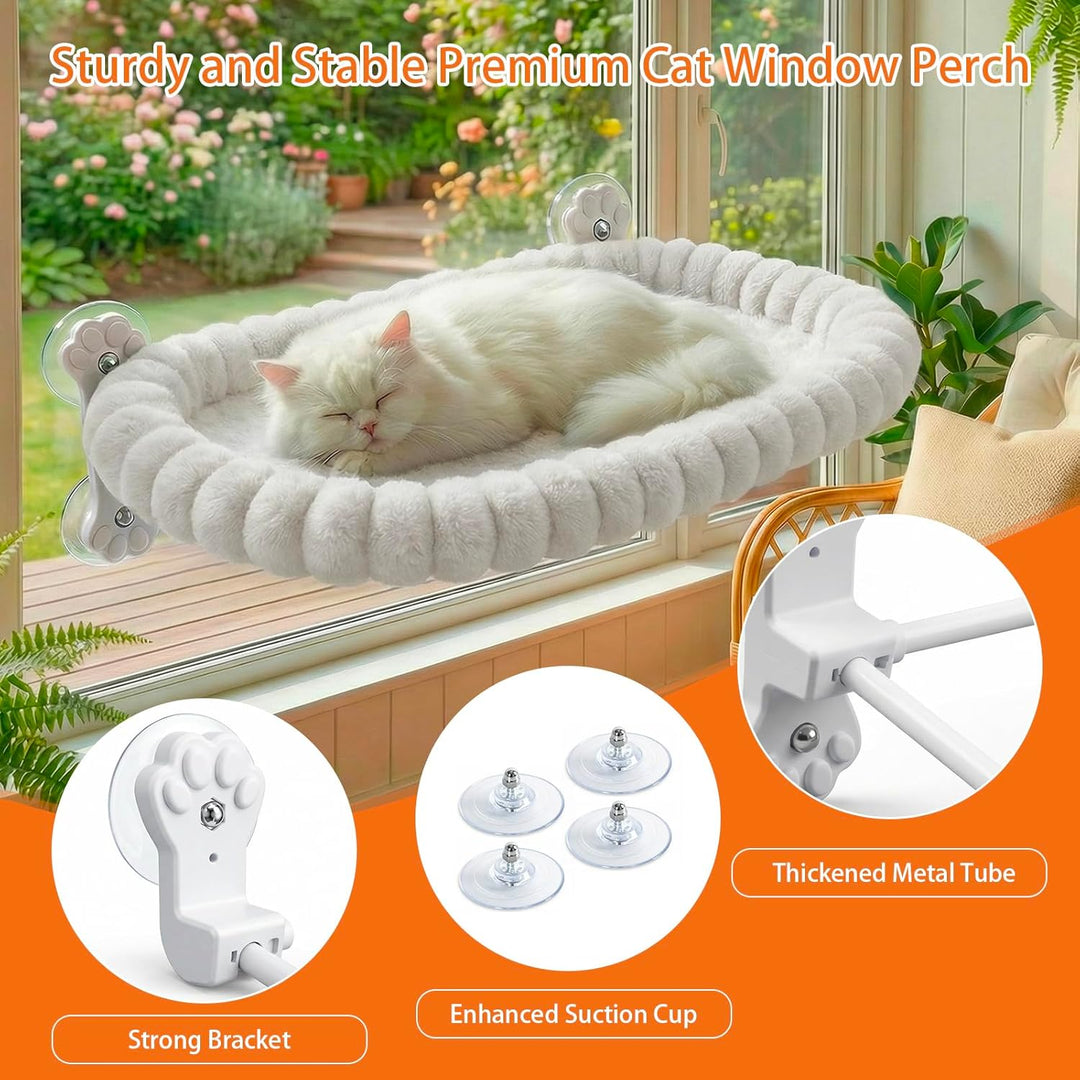 Homegroove Katzen-Fensterliege, 60 x 30 cm Faltbare Katzenhängematte für das Fenster mit 4-seitiger