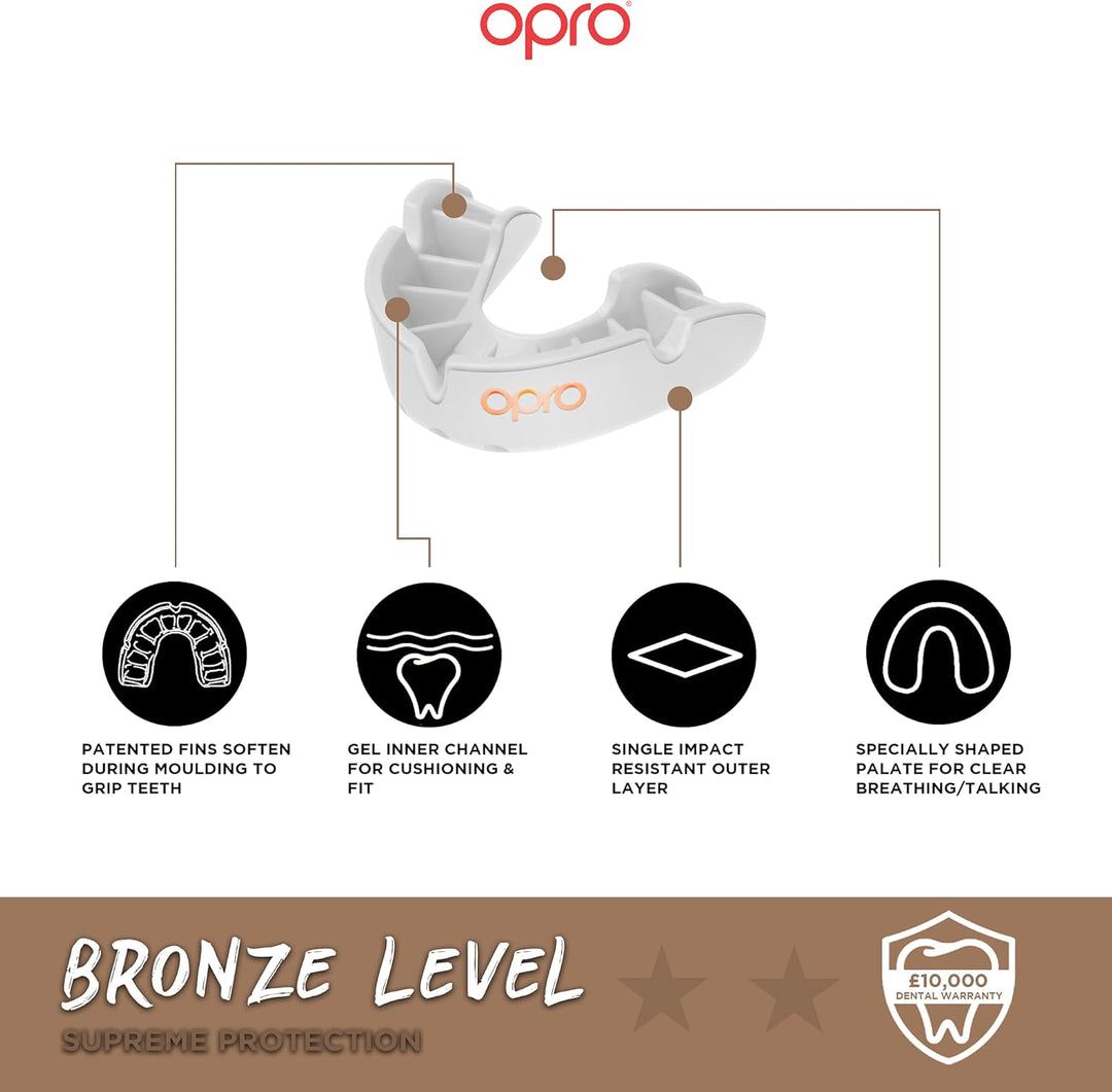 OPRO UFC Mundschutz für MMA, BJJ, Boxen und andere Kampfsportarten Bronze Junior Weiss, Bronze Junio