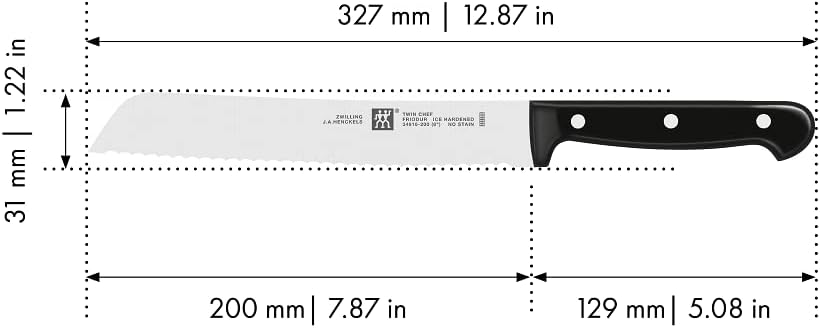 Zwilling 1002169 Brotmesser, Klingenlänge: 20 cm, Klingenblatt mit Wellenschliff, Rostfreier Spezial