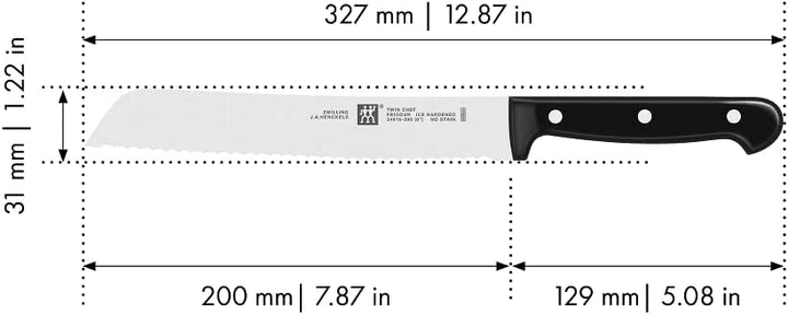 Zwilling 1002169 Brotmesser, Klingenlänge: 20 cm, Klingenblatt mit Wellenschliff, Rostfreier Spezial