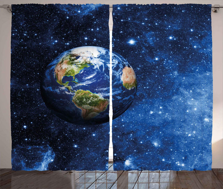 ABAKUHAUS Platz Rustikaler Vorhang, Planet Erde Sonnensystem, Wohnzimmer Universalband Gardinen mit