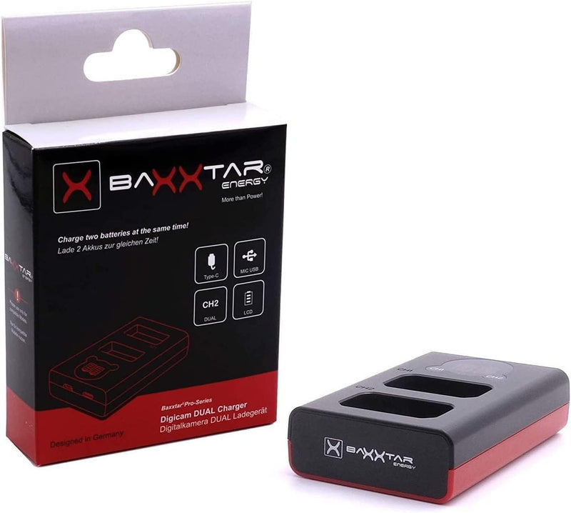 Baxxtar MaxProtect LP-E6NH 2400mAh Akku 2X mit aktivem NTC Sensor und V1 Schutzgehäuse, auch kompati