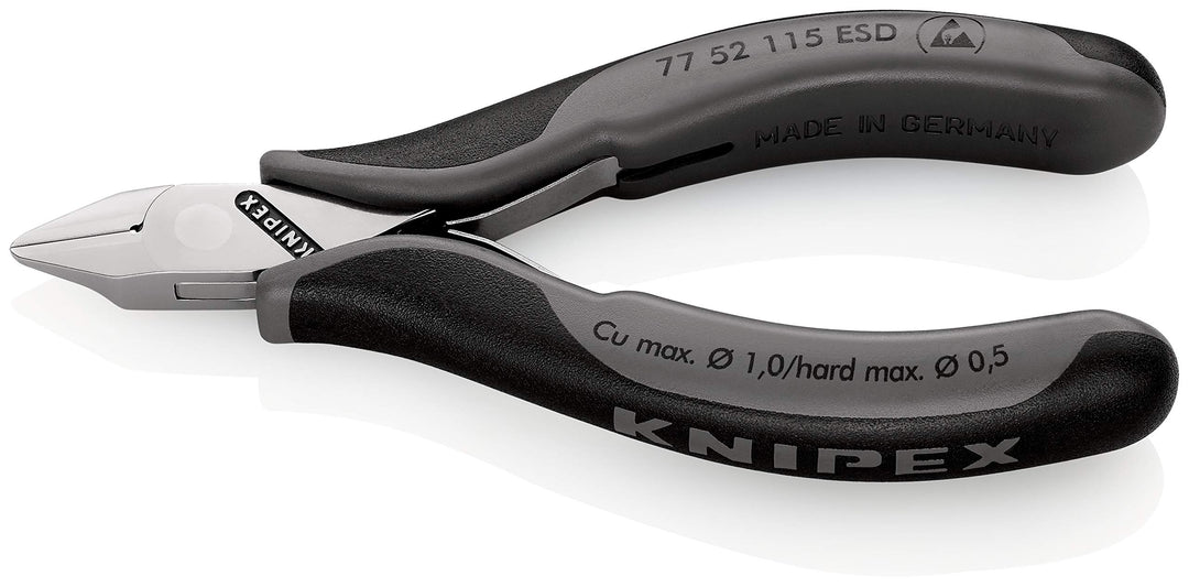 Knipex Elektronik-Seitenschneider ESD mit Mehrkomponenten-Hüllen 115 mm 77 52 115 ESD spitzer, flach