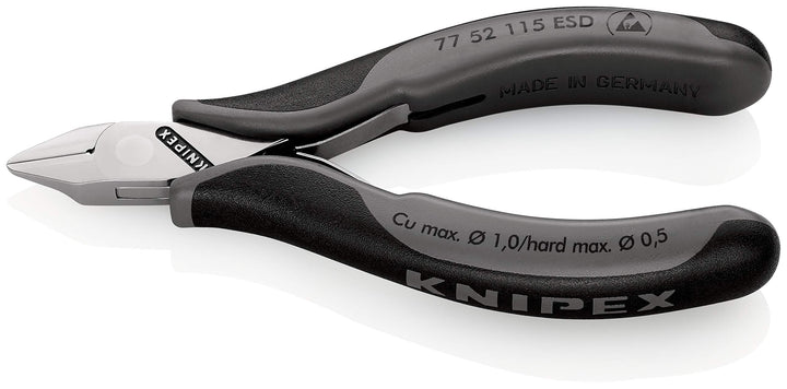 Knipex Elektronik-Seitenschneider ESD mit Mehrkomponenten-Hüllen 115 mm 77 52 115 ESD spitzer, flach