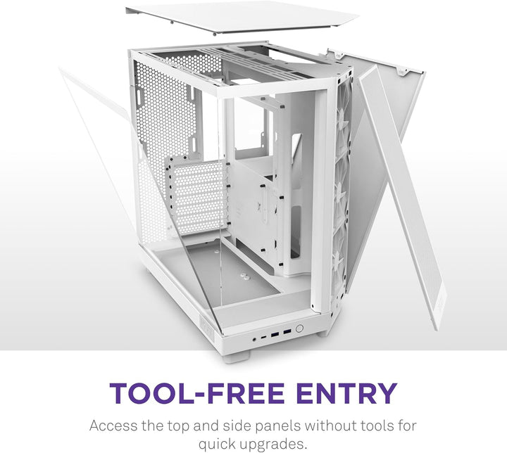 NZXT H6 Flow | CC-H61FW-01 | Kompaktes Mid-Tower Gehäuse mit zwei Kammern | Glaspaneele mit Panorama