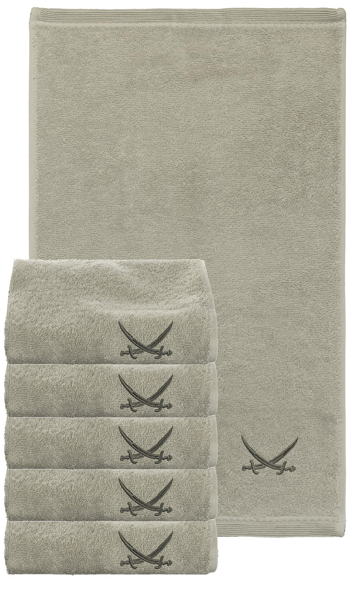 Sansibar Gästehandtuch 6er Set 30x50 cm 100% Baumwolle mit gesticktem Säbel Logo Set Handtuch Seiftu