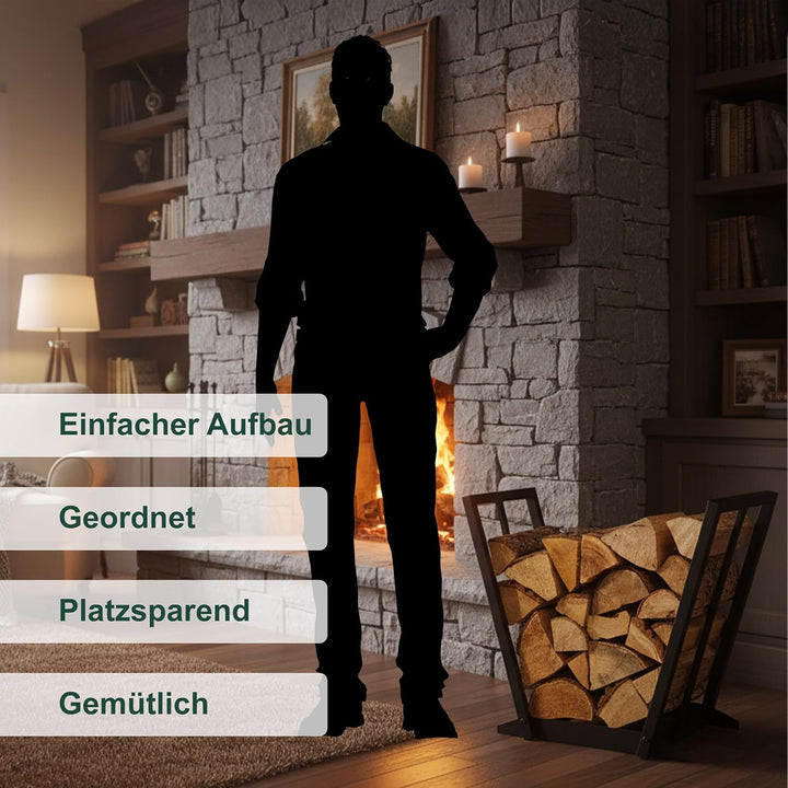 Relaxdays Kaminholzregal, Metall, HBT: 55,5 x 62 x 35 cm, Brennholzregal für Feuerholz, Stapelholz,