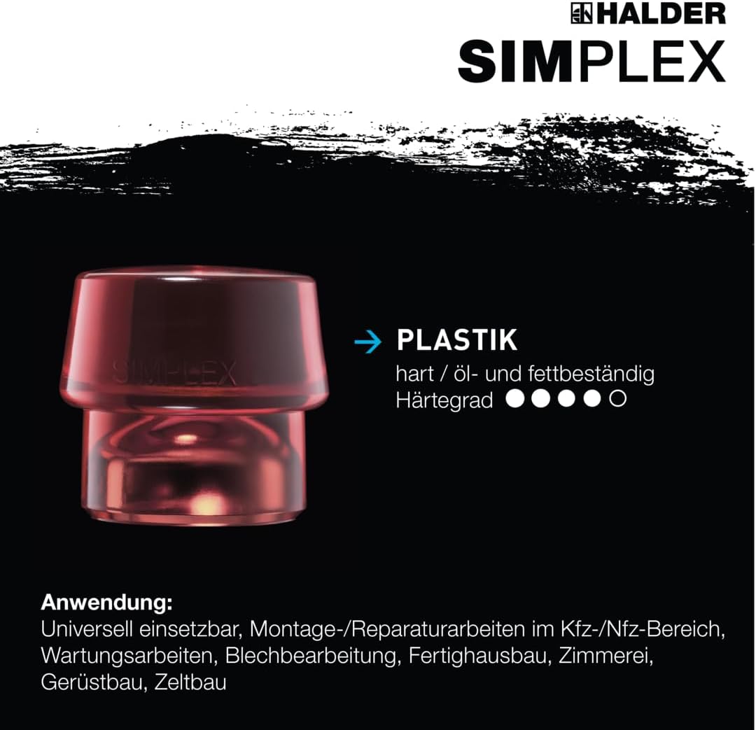 SIMPLEX-Schonhammer, Plastik; mit Tempergussgehäuse und hochwertigem Holzstiel | D=60 mm | 3006.060