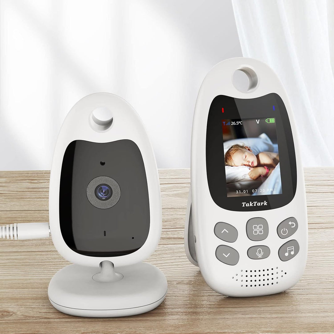 TakTark Babyphone mit Kamera, Babyfon mit Kamera 2'' Video Baby Monitor, Kamera und Audio Babyphone
