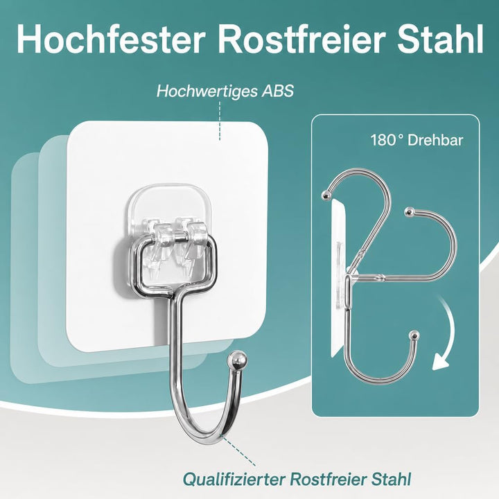 Charfia 16 Stück 15kg (Max) Selbstklebend Haken Extra Stark, Grosse Klebehaken Transparent Haken Sel