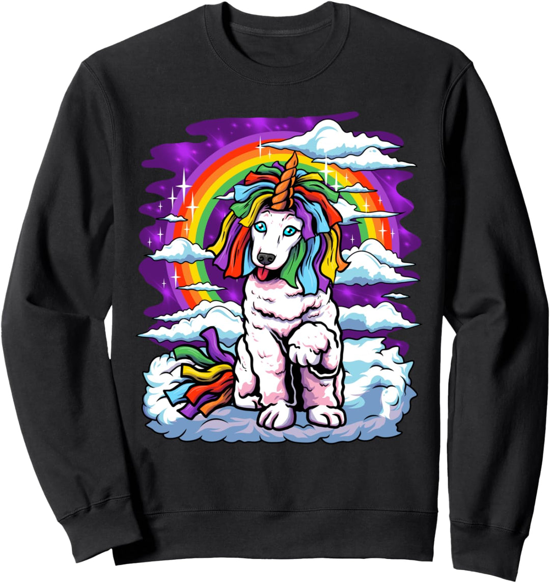 Pudel, Einhorn, Regenbogen, Wolken, lustiger Hundebesitzer Sweatshirt