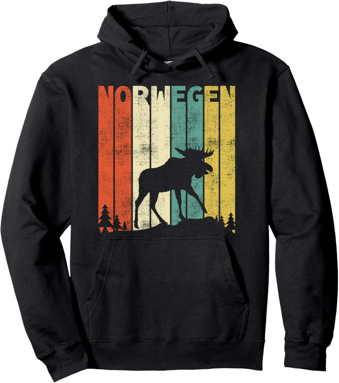 Vintage Norwegen Retro Skandinavien Elch Pullover Hoodie