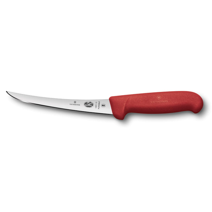 Victorinox Fibrox Ausbeinmesser, Scharfes Küchenmesser für Fleisch und Fisch, 15 cm, Gebogene Klinge
