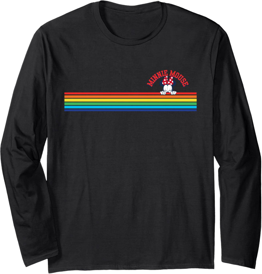Disney Minnie Mouse Name Rainbow Stripes Langarmshirt