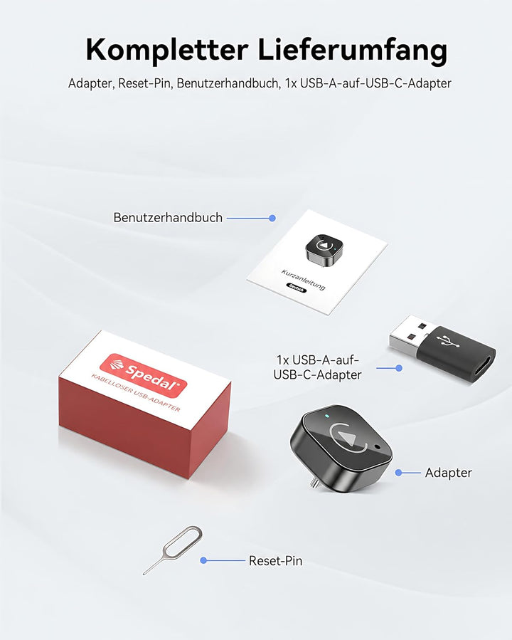 Spedal Android Auto Wireless Adapter USB C, 2-in-1 CarPlay Dongle | Plug &amp; Play, Auto-Reconnect, WiF