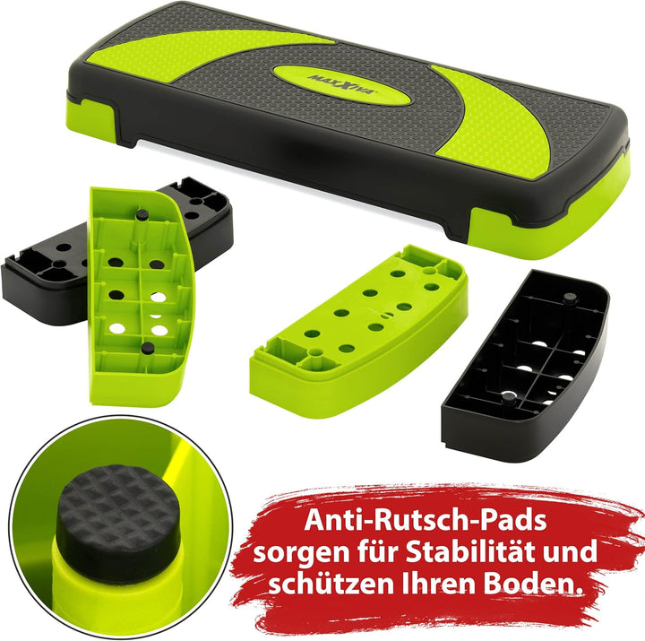 MAXXIVA® Stepper Aerobic-Fitness-Steppbrett 80 x 30,5// 67 x 27 x 10/15/20 cm höhenverstellbar Homet