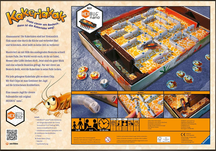 Ravensburger 22212 - Kakerlakak - Aktionsspiel mit elektronischer Kakerlake für Gross und Klein, Fam