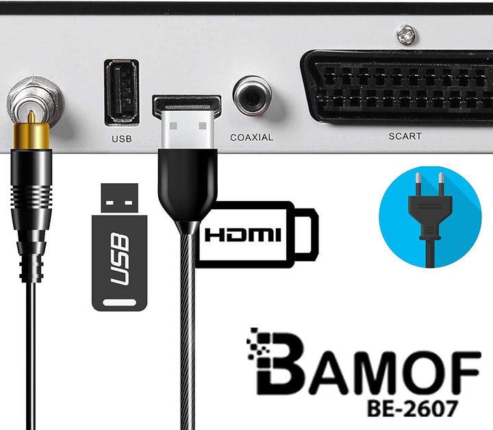 Bamof BE-2607 Digital Satelliten Sat Receiver - (HDTV, DVB-S/S2, HDMI, SCART, 2X USB 2.0, Full HD 10
