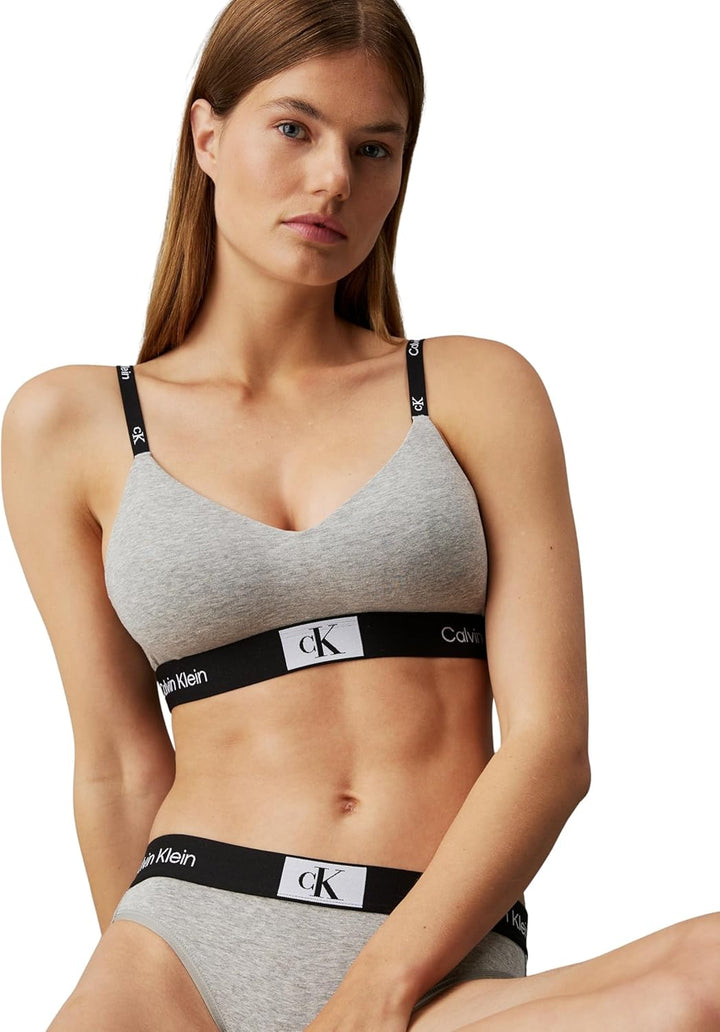 Calvin Klein Damen BH Bralette Light Lined Weich vorgeformte Cups M Grau (Grey Heather), M Grau (Gre