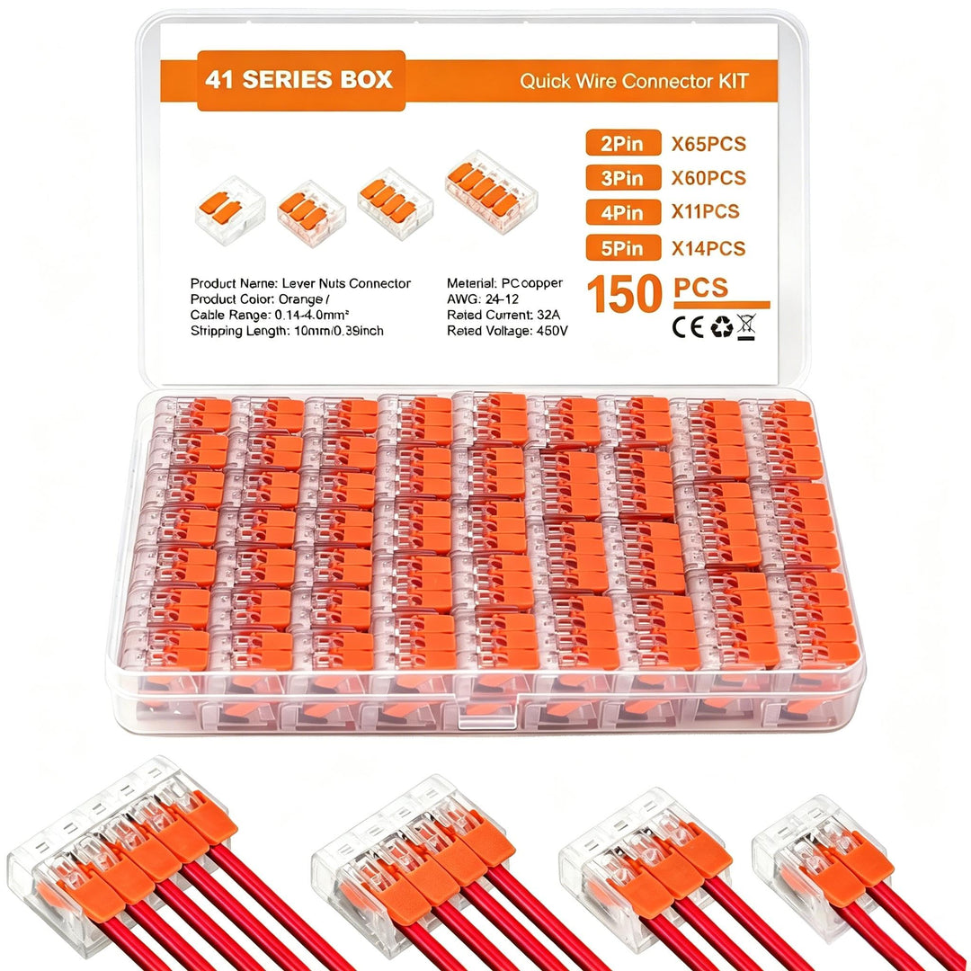150 Stück Kabelklemmen Elektro, Kabelverbinder 2 Polig, 3 Polig, 4 Polig, 5 Polig, Klemmen Elektro m