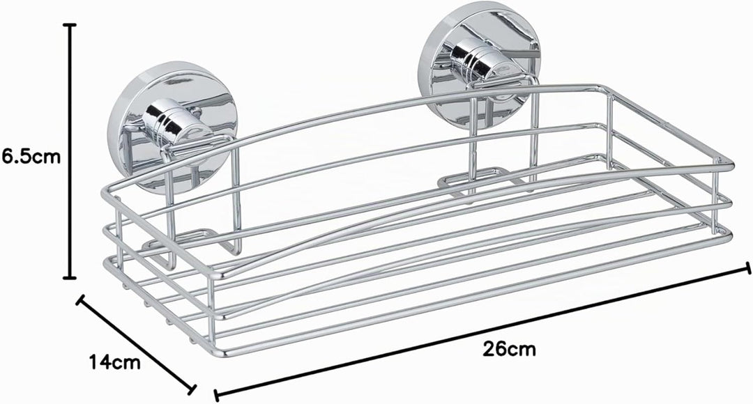 WENKO Vacuum-Loc® Wandablage, Duschablage im offenen Drahtkorb-Design aus verchromtem Metall für Bad