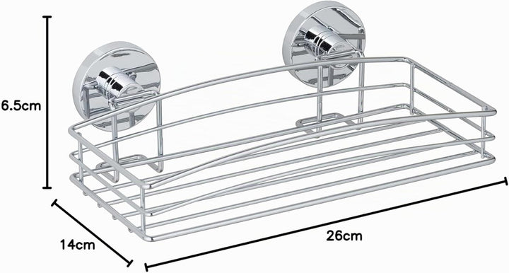 WENKO Vacuum-Loc® Wandablage, Duschablage im offenen Drahtkorb-Design aus verchromtem Metall für Bad