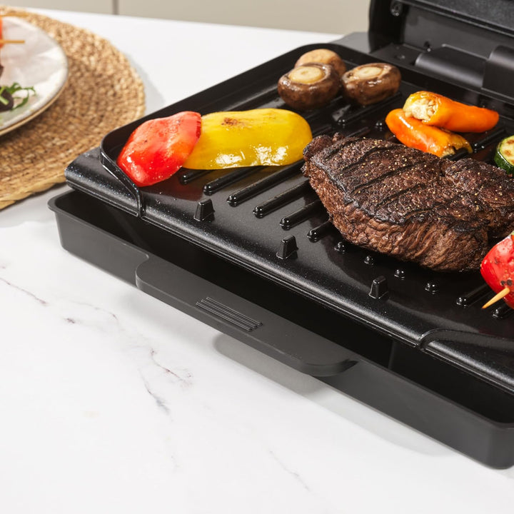 Salter ActiGrill Alltag – 4-Portionen-Mittelgrosser Gesundheitsgrill, Schwebendes Scharnier für dick