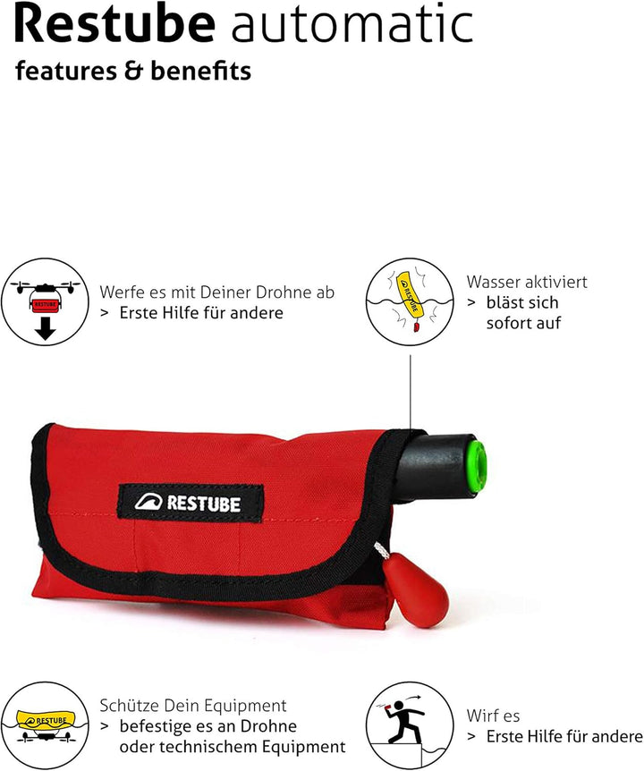 Restube Unisex-Adult Beach Schwimmboje aufblasbar AUTOMATIC Red/Black, AUTOMATIC Red/Black