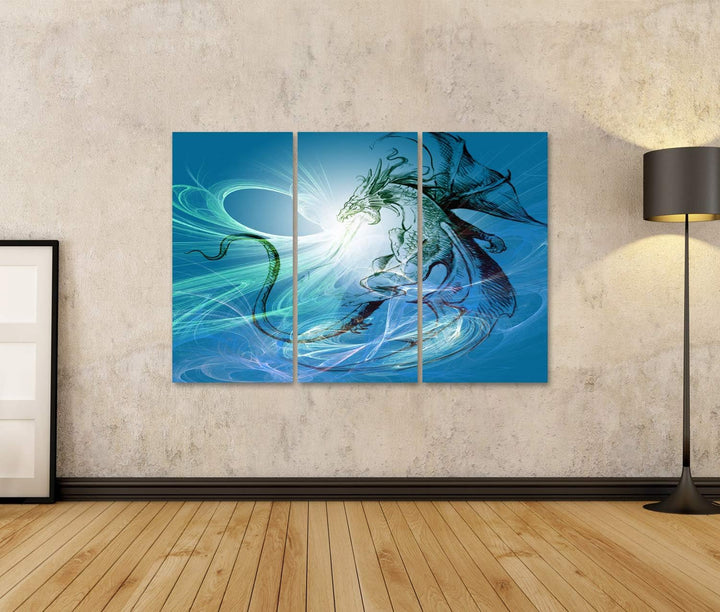 islandburner Bild auf Leinwand Feuer Spuckender Drache Fantasy Jugendzimmer Bilder Wandbilder Poster