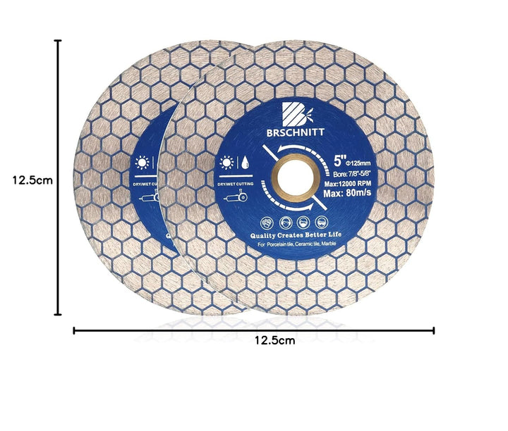 Diamant Trennscheibe 125mm - BRSCHNITT Doppelseitig zum Schneiden und Schleifen Granit Marmor Fliese