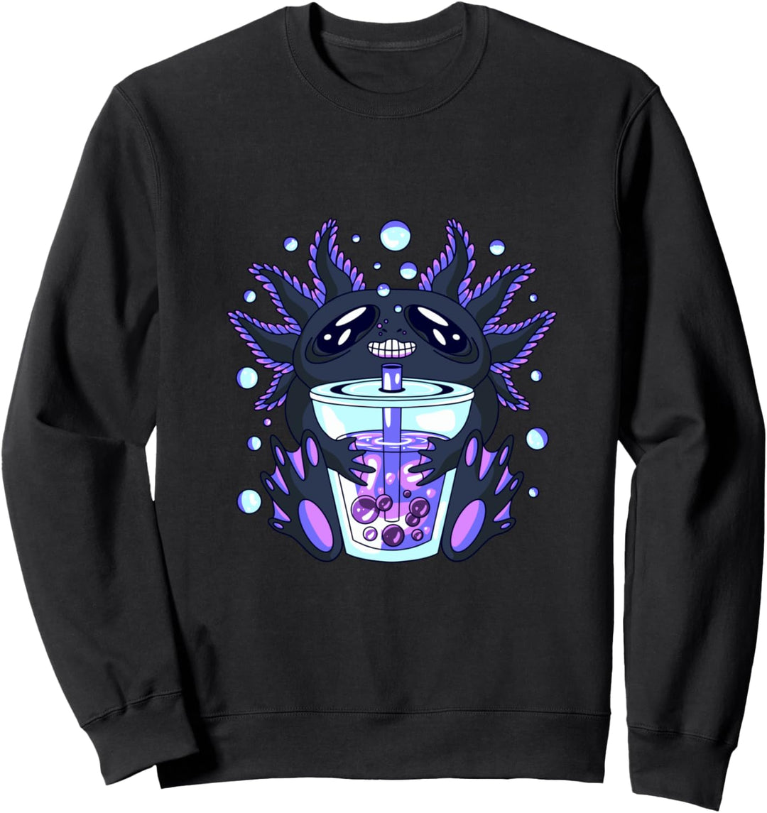 Dunkler Axolotl Boba Bubble Tea l Cooles Axolotl Motiv Sweatshirt