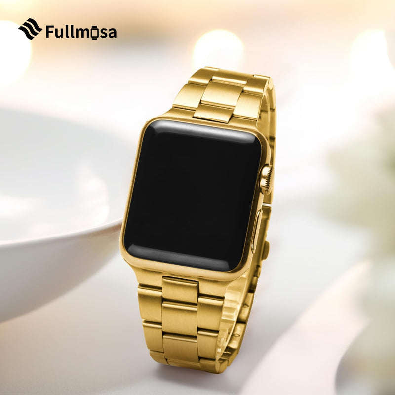 Fullmosa für Apple Watch 9 7 Armband 45mm Series 6 SE/SE2 44mm mit Uhrengehäuse, iwatch Armband Edel