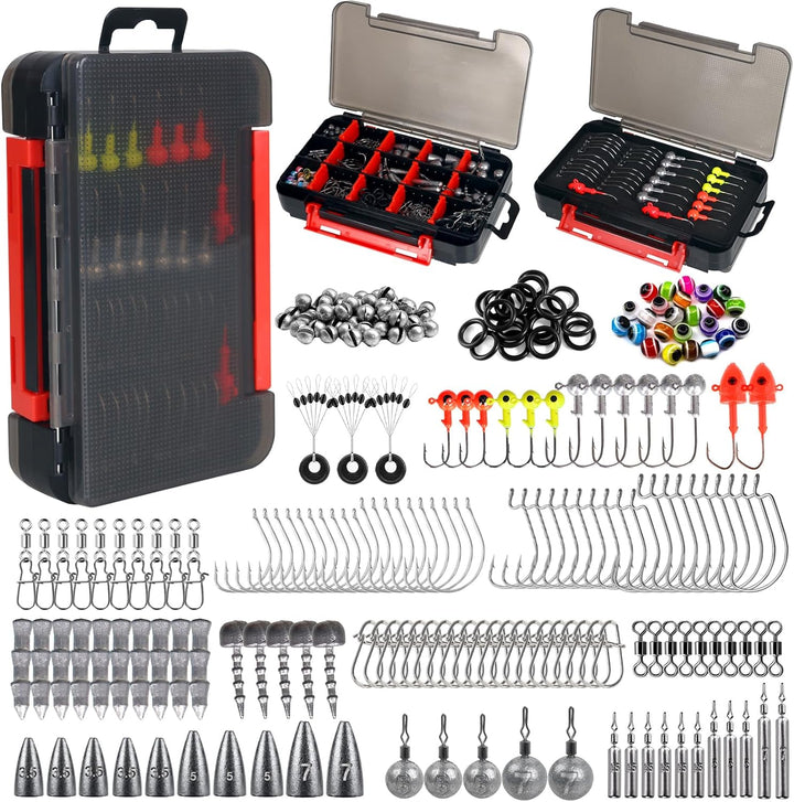 Leeko 198 Pcs Angelzubehör-Kit, Angeln Zubehör Tackle Box mit Tackle enthalten, Angelhaken, Angeln G