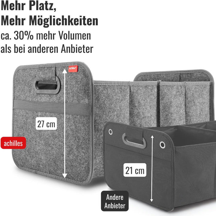 Achilles Auto-Faltbox XL - Kofferraumtasche Mit Grossem Stauraum - Grosse Filz-Einkaufstasche - Aufb