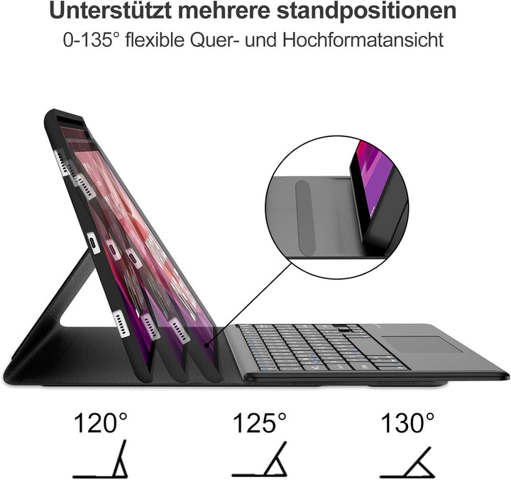 IVEOPPE Tastatur für Lenovo Tab P12 Pro, Hülle mit Tastatur für Lenovo P12 12.7" 2023, Magnetische K