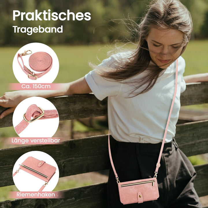 ZCDAYE Hülle für iPhone 12 mit Band Handykette, Leder iPhone 12 Handyhülle Handytasche mit Kartenfäc