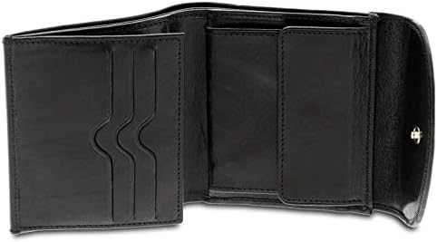 Damen Geldbörse aus Rindsleder, Kartenfächer Schwarz, Schwarz