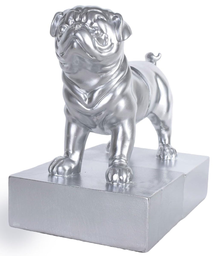 Mopsfigur Buchstützen Mops Silber Buchständer Pug Figur Carlin cw985 Palazzo Exklusiv
