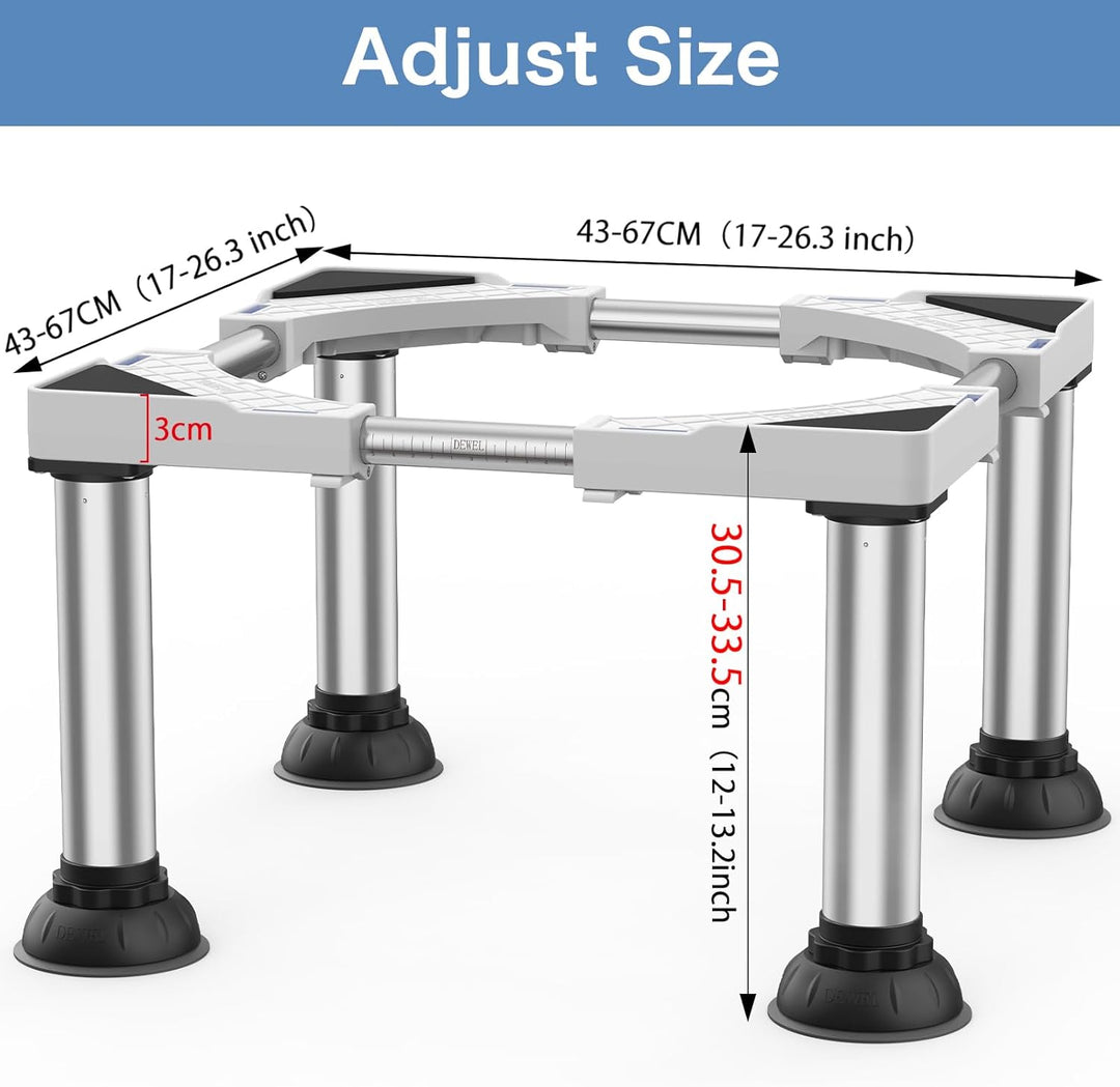 DEWEL Untergestell Kühlschrank Sockel Höhe 30-33cm Verstellbare 4 Stabile Saugnapf Füsse unterschran