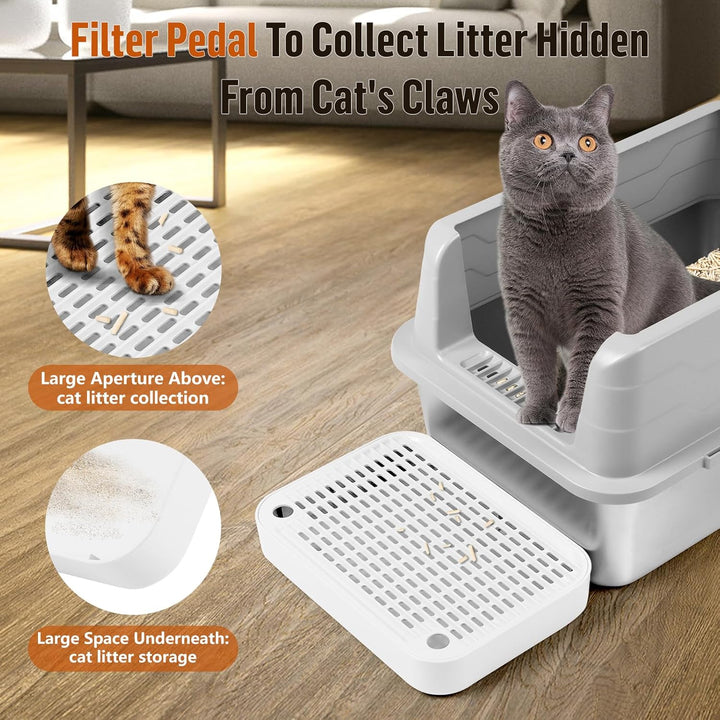 Katzentreppe, Katzentoilette Rampenmatte mit Filterfunktion, Katzenklo Stufen für automatische selbs