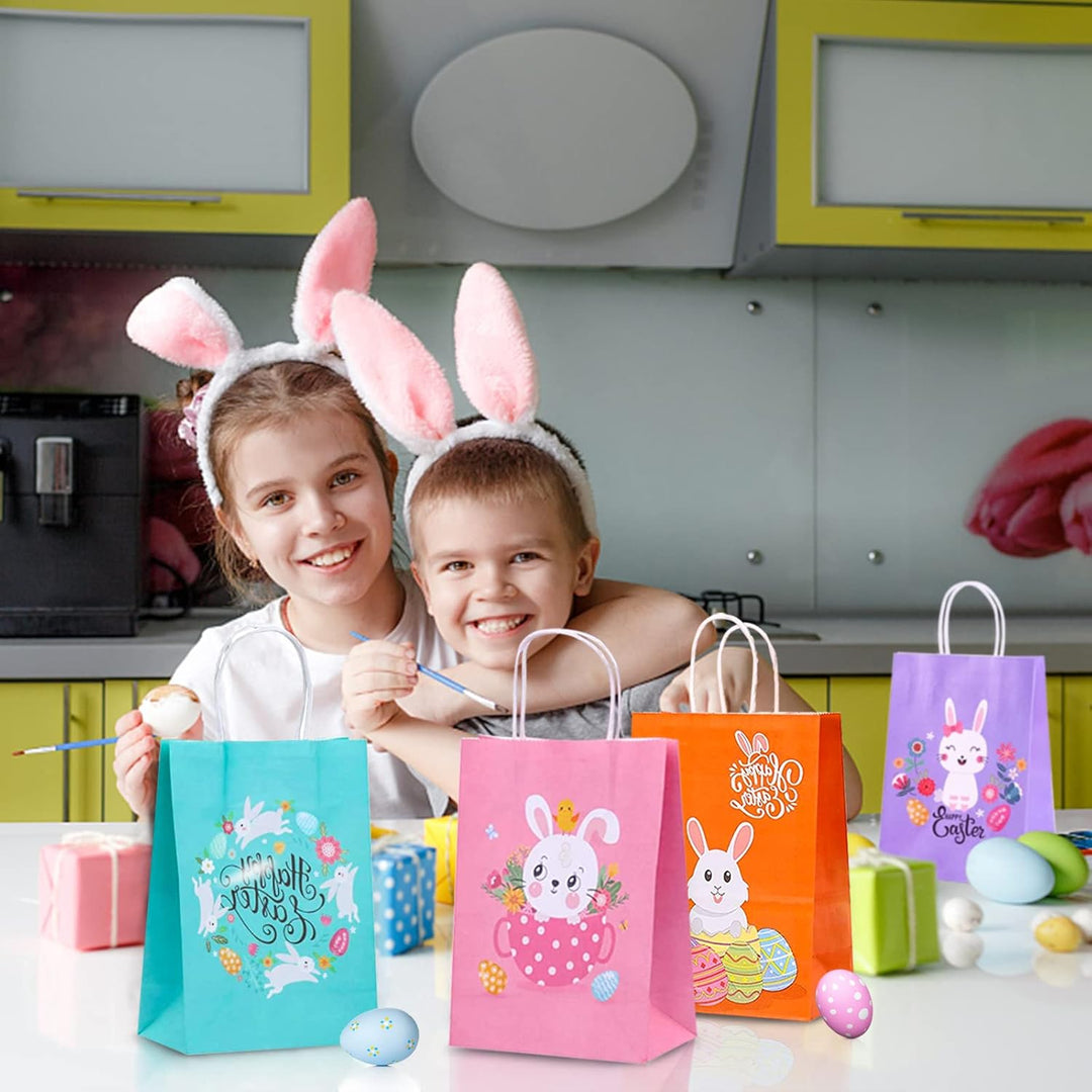 Mizijia 24 Stück Ostertüten für Kinder - Hasenmotiv, zum Befüllen mit Süssigkeiten & als Geschenkver