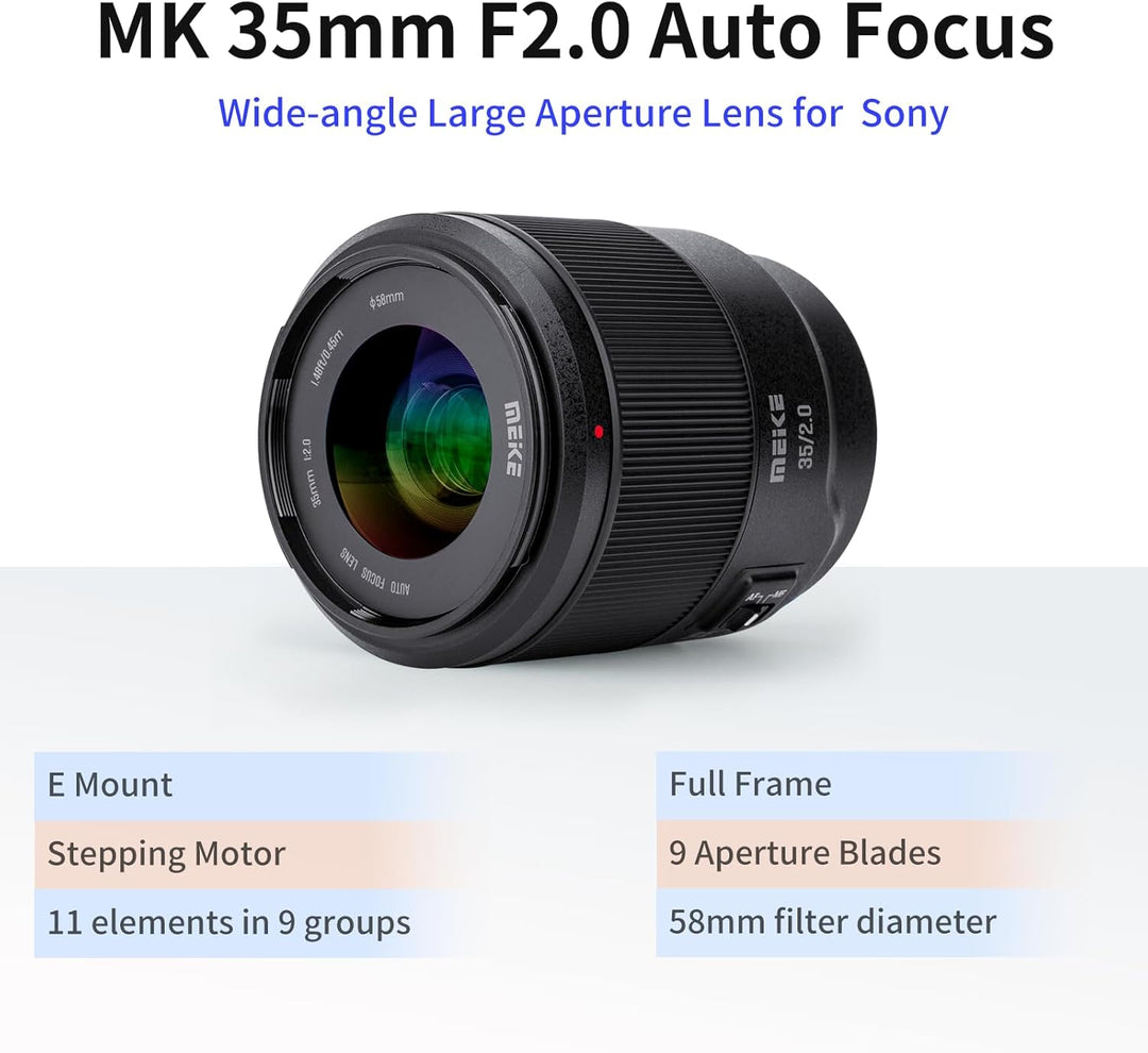 Meike 35mm F2.0 Vollformat-AF-STM-Objektiv (Schrittmotor) mit grosser Blendenöffnung, Autofokus und