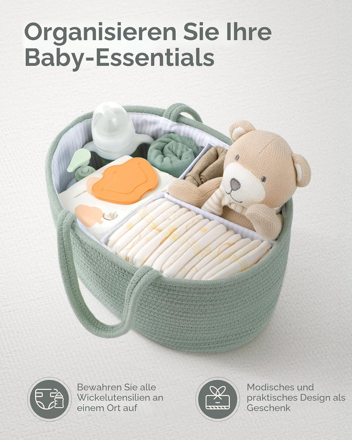 Maliton Wickeltisch Organizer，Baby Organizer Korb，Aufbewahrungskorb für den Wickeltisch，Windel Caddy