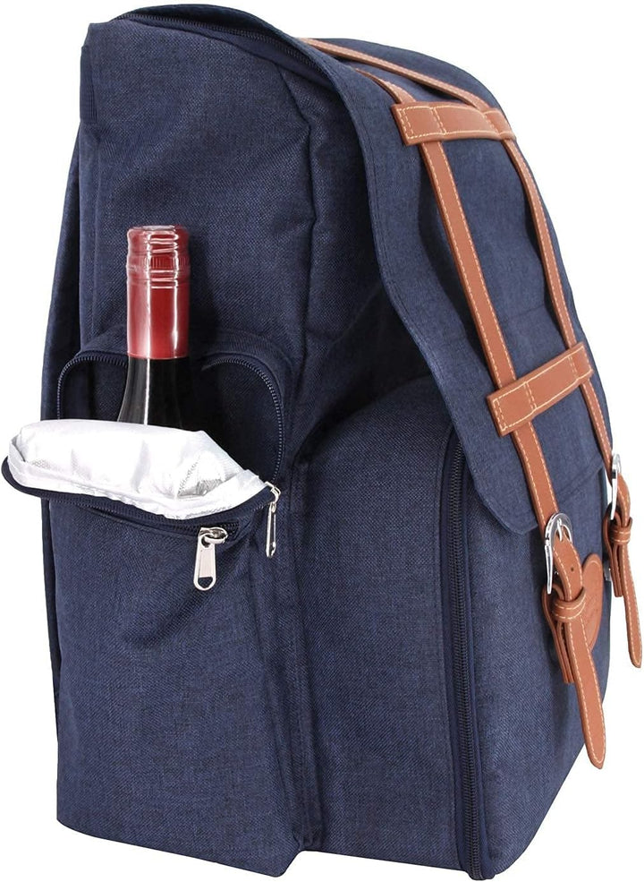 Les Jardins de la Comtesse Picknick-Rucksack, für 4 Personen, Blau, komplett mit Thermofach, robust