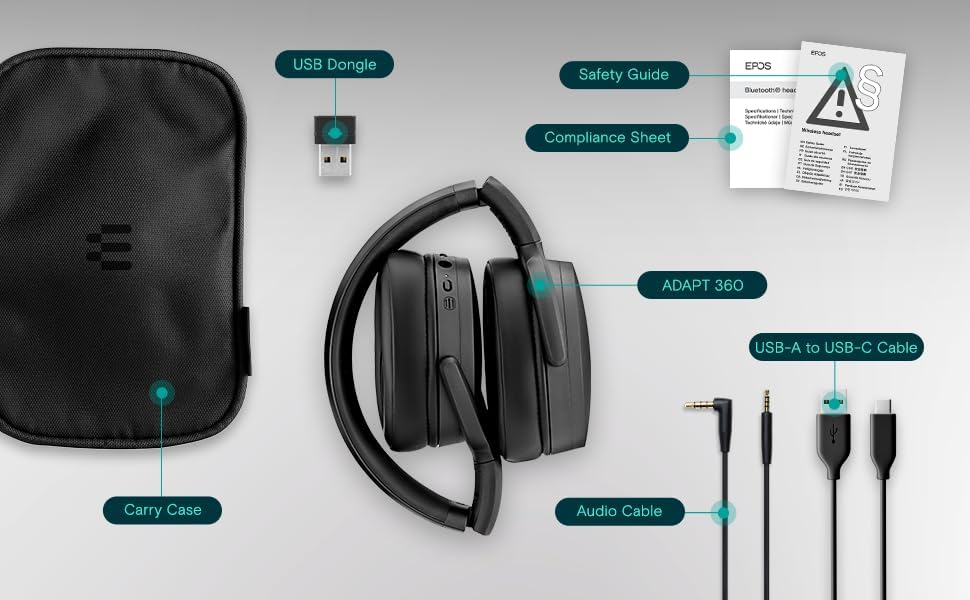 Adapt 360 Berufs-Headset - Aktive Geräuschunterdrückung, Multi-Geräte-Konnektivität, Microsoft Teams
