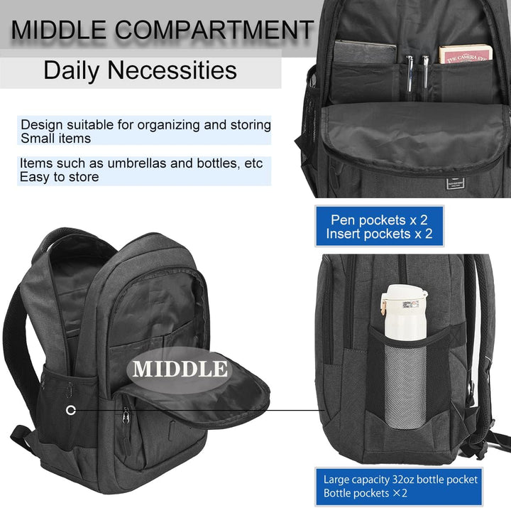 17.3 Zoll Laptop Schulrucksack Teenager Jungen und Mädchen, Rucksack Herren Gross mit Laptopfach Was
