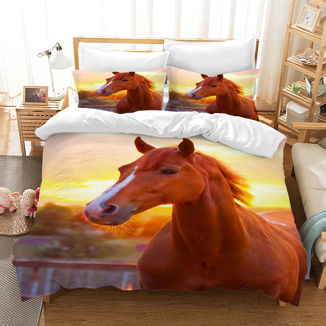 AVJWWD Bettwäsche-Set für Pferde mit 3D-Druck, Weich Mikrofaser Bettbezug Set mit Tier Pferde Motiv,