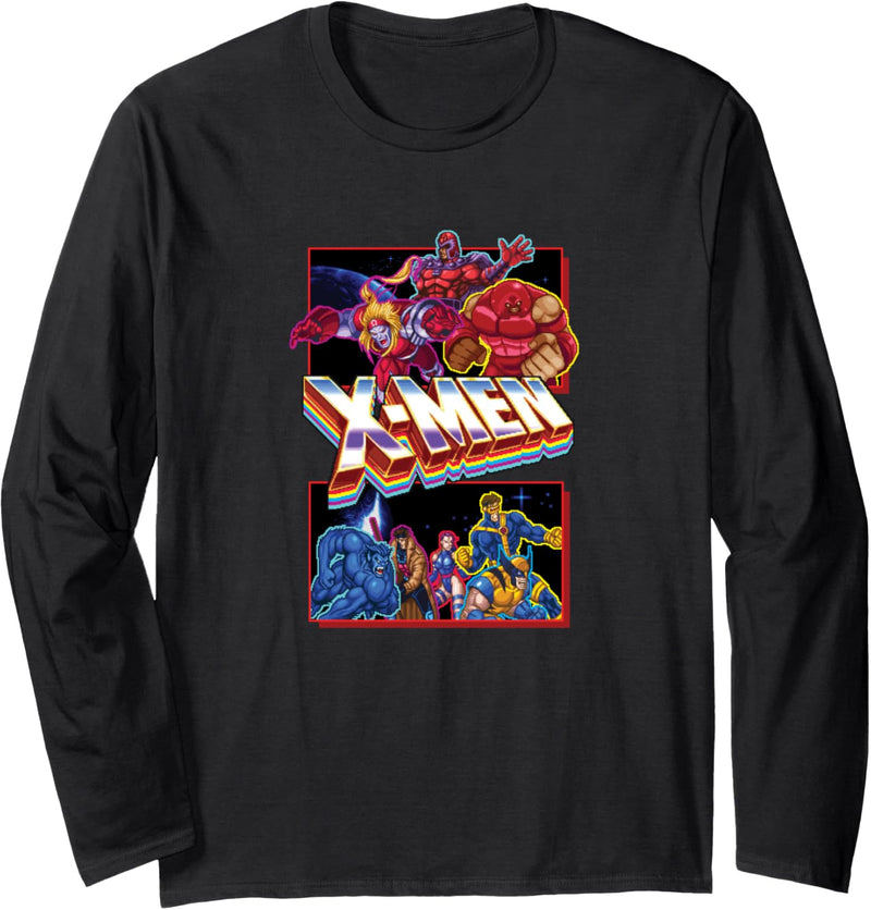 Marvel X-Men Classic Retro Video Game Logo Panels Langarmshirt