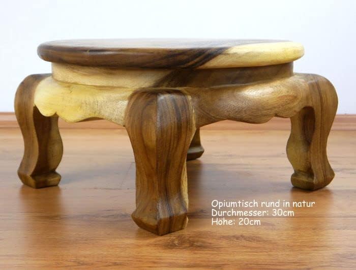 livasia Runder Opiumtisch, Beistelltisch, Massivholztisch, Nachttisch, Podest Natur 40cm, Natur 40cm